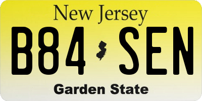 NJ license plate B84SEN
