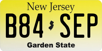 NJ license plate B84SEP