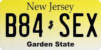 NJ license plate B84SEX