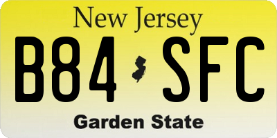 NJ license plate B84SFC