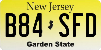 NJ license plate B84SFD