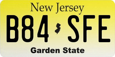 NJ license plate B84SFE