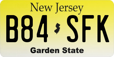 NJ license plate B84SFK