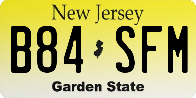 NJ license plate B84SFM