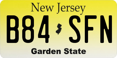 NJ license plate B84SFN