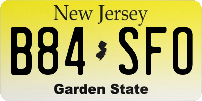 NJ license plate B84SFO