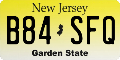 NJ license plate B84SFQ