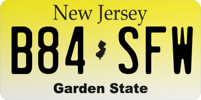 NJ license plate B84SFW