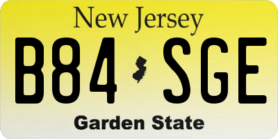 NJ license plate B84SGE