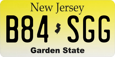 NJ license plate B84SGG