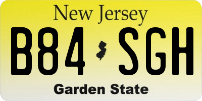 NJ license plate B84SGH