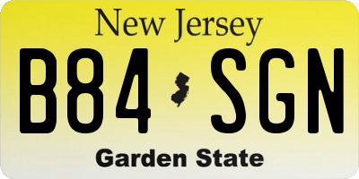 NJ license plate B84SGN
