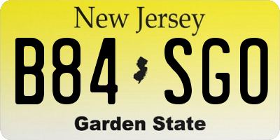 NJ license plate B84SGO