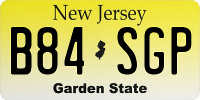 NJ license plate B84SGP