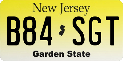 NJ license plate B84SGT