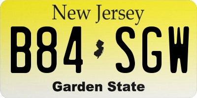 NJ license plate B84SGW