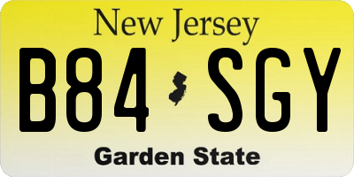 NJ license plate B84SGY
