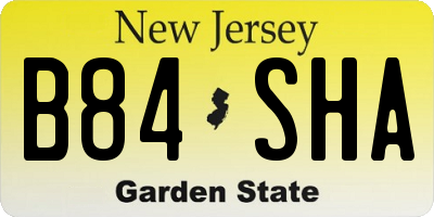 NJ license plate B84SHA