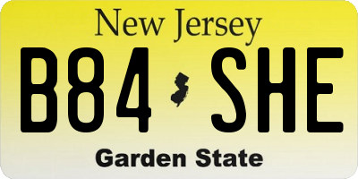 NJ license plate B84SHE