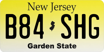 NJ license plate B84SHG