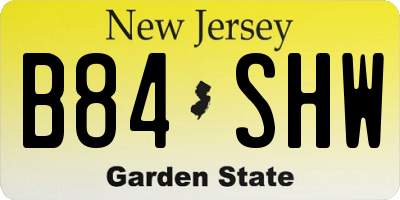 NJ license plate B84SHW
