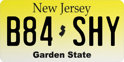 NJ license plate B84SHY