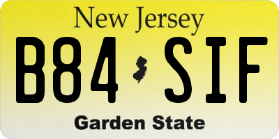 NJ license plate B84SIF