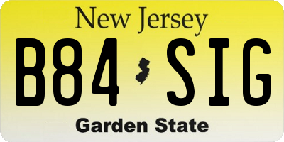 NJ license plate B84SIG