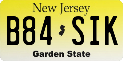 NJ license plate B84SIK