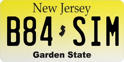 NJ license plate B84SIM