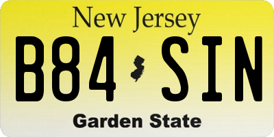 NJ license plate B84SIN