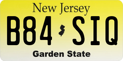 NJ license plate B84SIQ