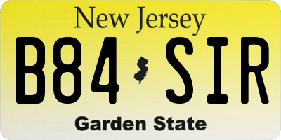 NJ license plate B84SIR