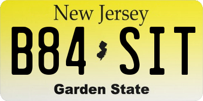 NJ license plate B84SIT
