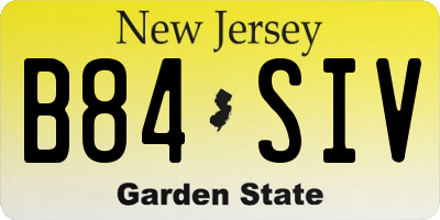 NJ license plate B84SIV
