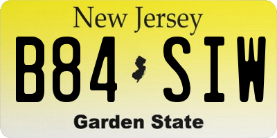 NJ license plate B84SIW