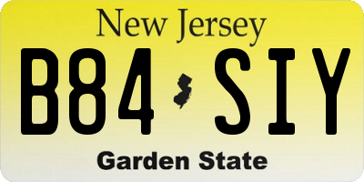 NJ license plate B84SIY