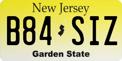 NJ license plate B84SIZ