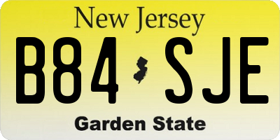 NJ license plate B84SJE