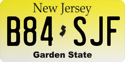 NJ license plate B84SJF