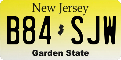 NJ license plate B84SJW