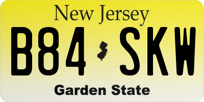 NJ license plate B84SKW