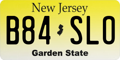 NJ license plate B84SLO