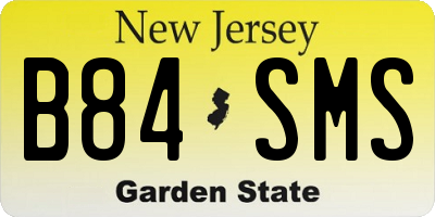 NJ license plate B84SMS