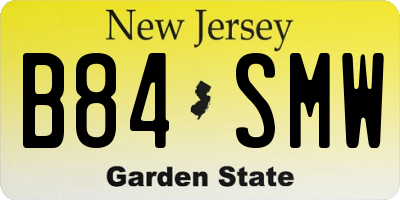 NJ license plate B84SMW