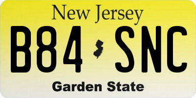 NJ license plate B84SNC