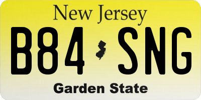 NJ license plate B84SNG