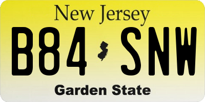 NJ license plate B84SNW