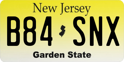 NJ license plate B84SNX
