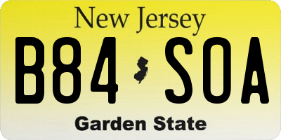 NJ license plate B84SOA